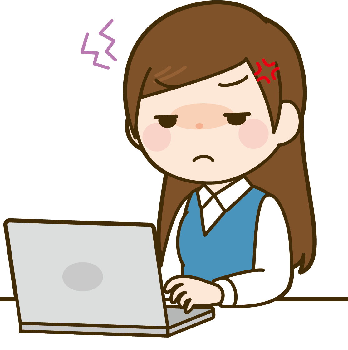 困り顔のオフィスワーカーのイラスト