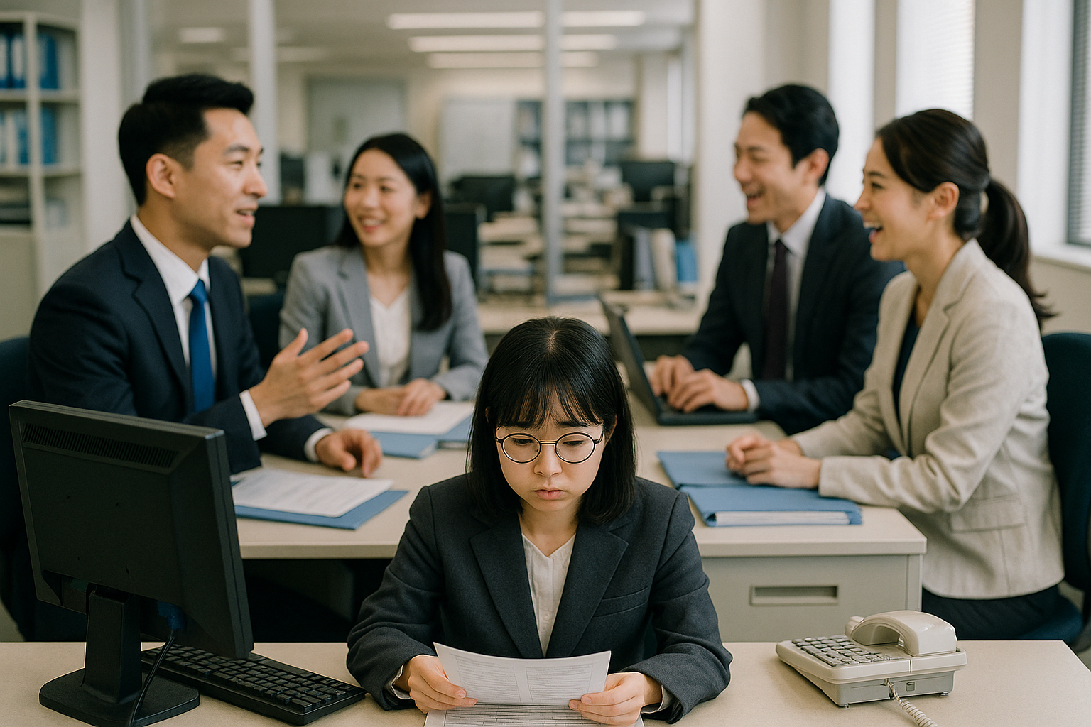 オフィスで会議する人々