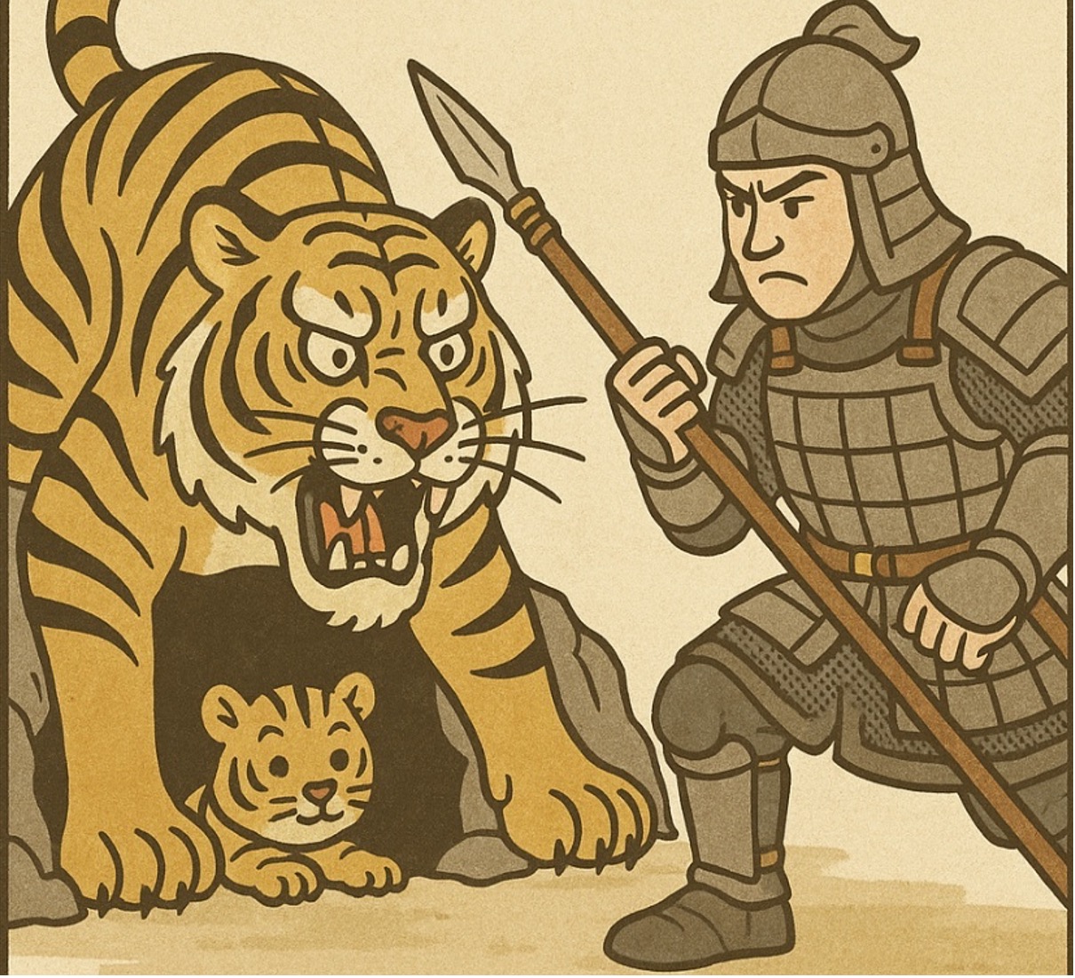 虎穴に入るイラスト